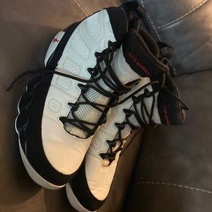 White and black Jordan 9’s